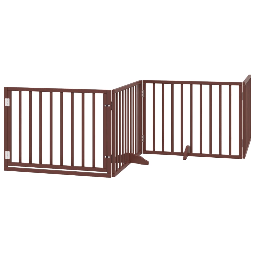 vidaXL Puerta de perros plegable 6 paneles madera álamo marrón 480 cm