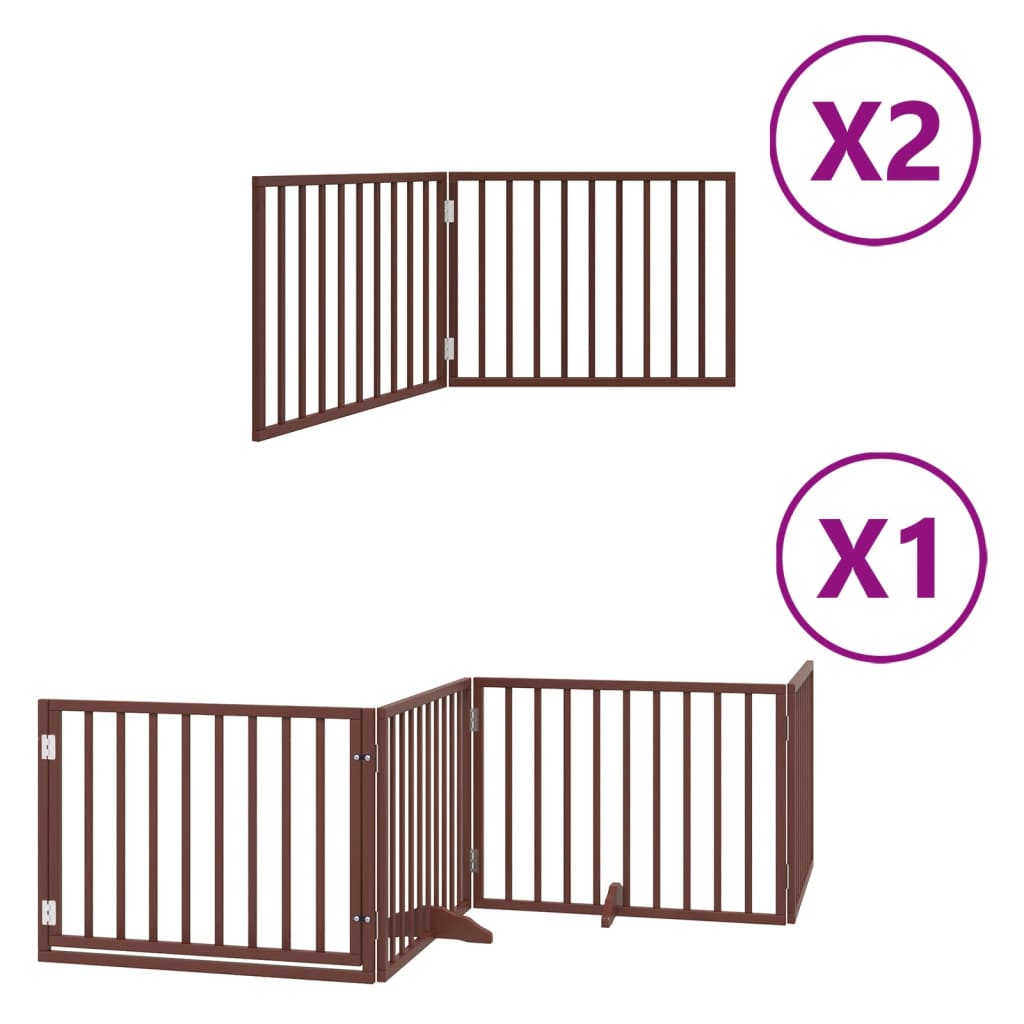 vidaXL Puerta de perros plegable 8 paneles madera álamo marrón 640 cm