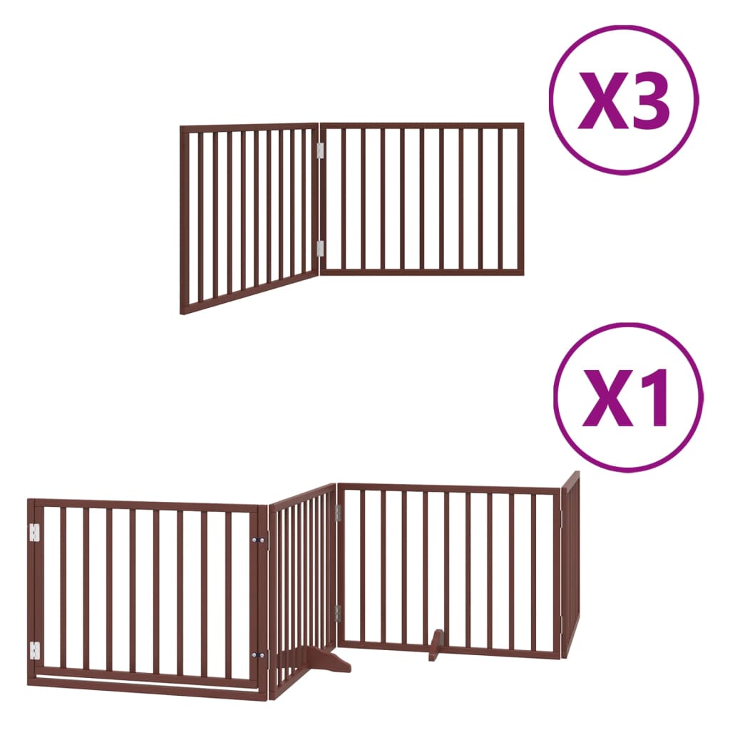 vidaXL Puerta de perros plegable 10 paneles madera álamo marrón 800 cm