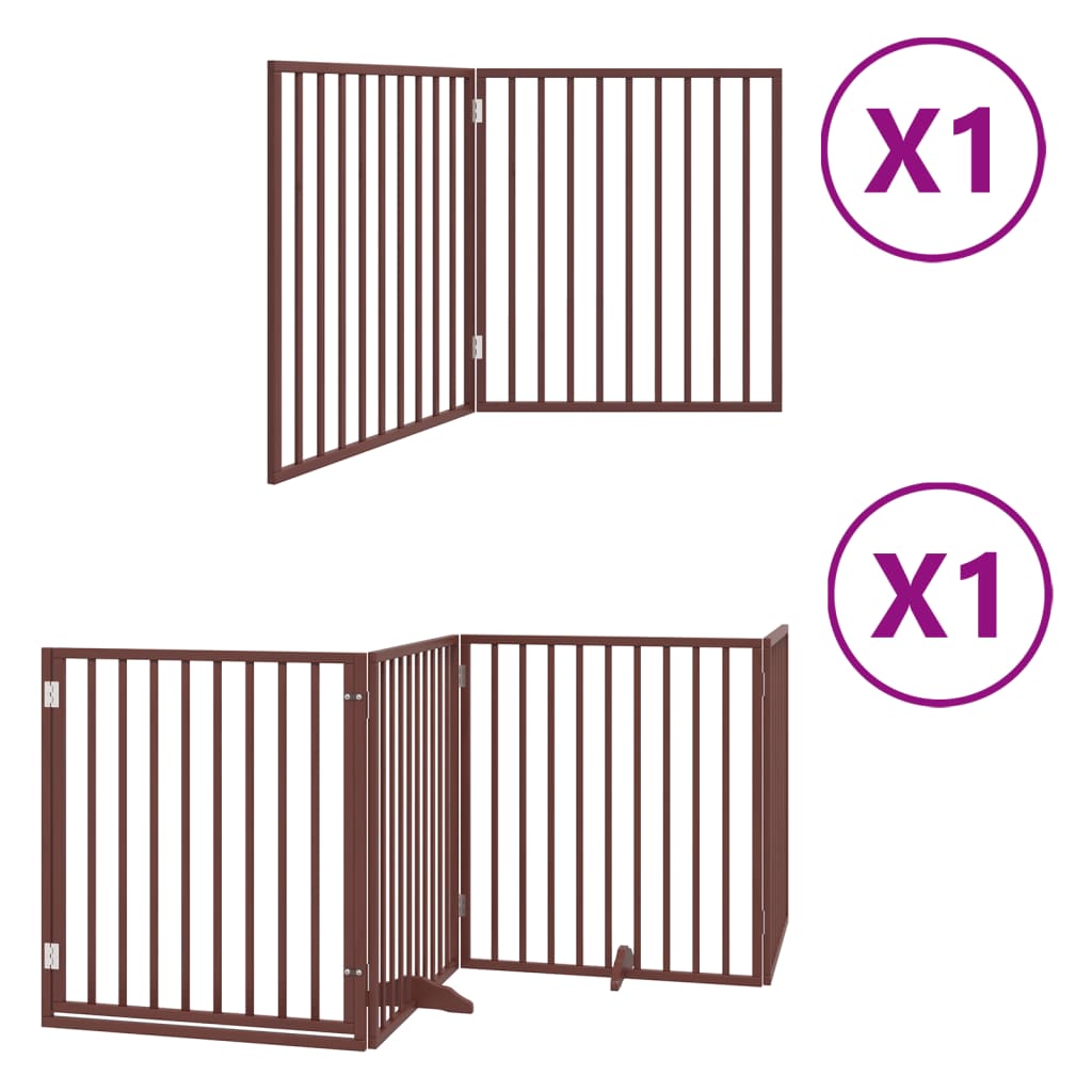 vidaXL Puerta de perros plegable 6 paneles madera álamo marrón 480 cm