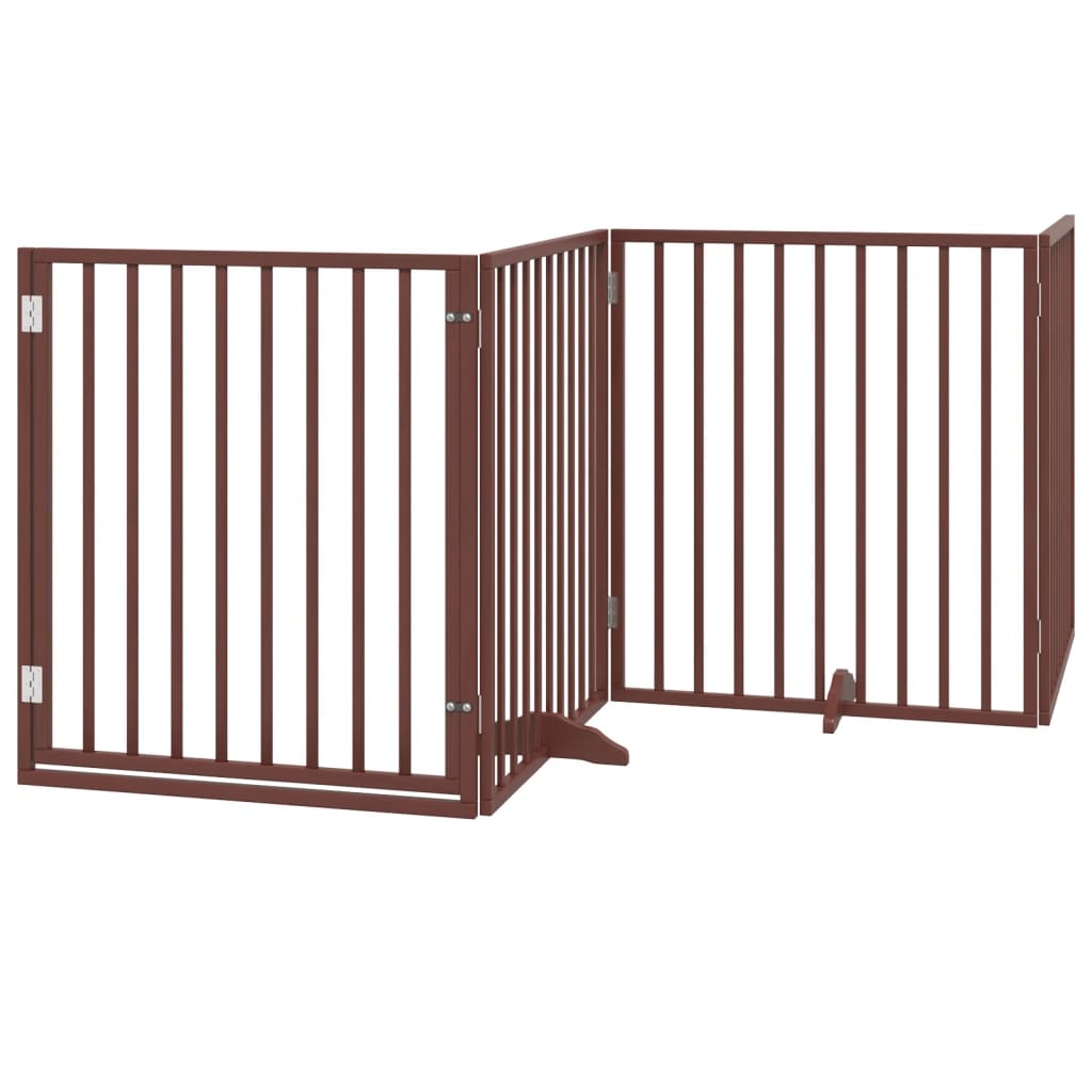 vidaXL Puerta de perros plegable 6 paneles madera álamo marrón 480 cm