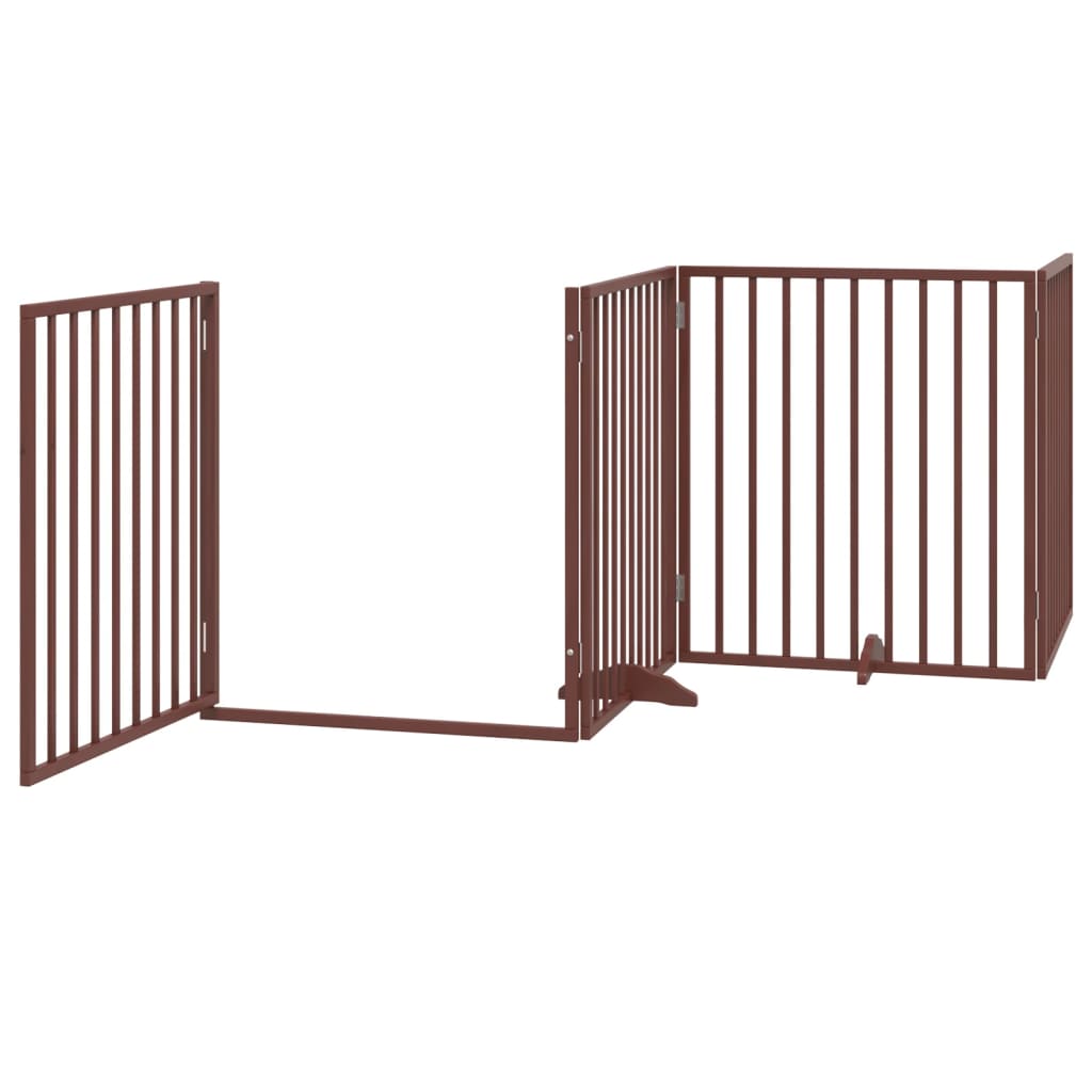 vidaXL Puerta de perros plegable 6 paneles madera álamo marrón 480 cm