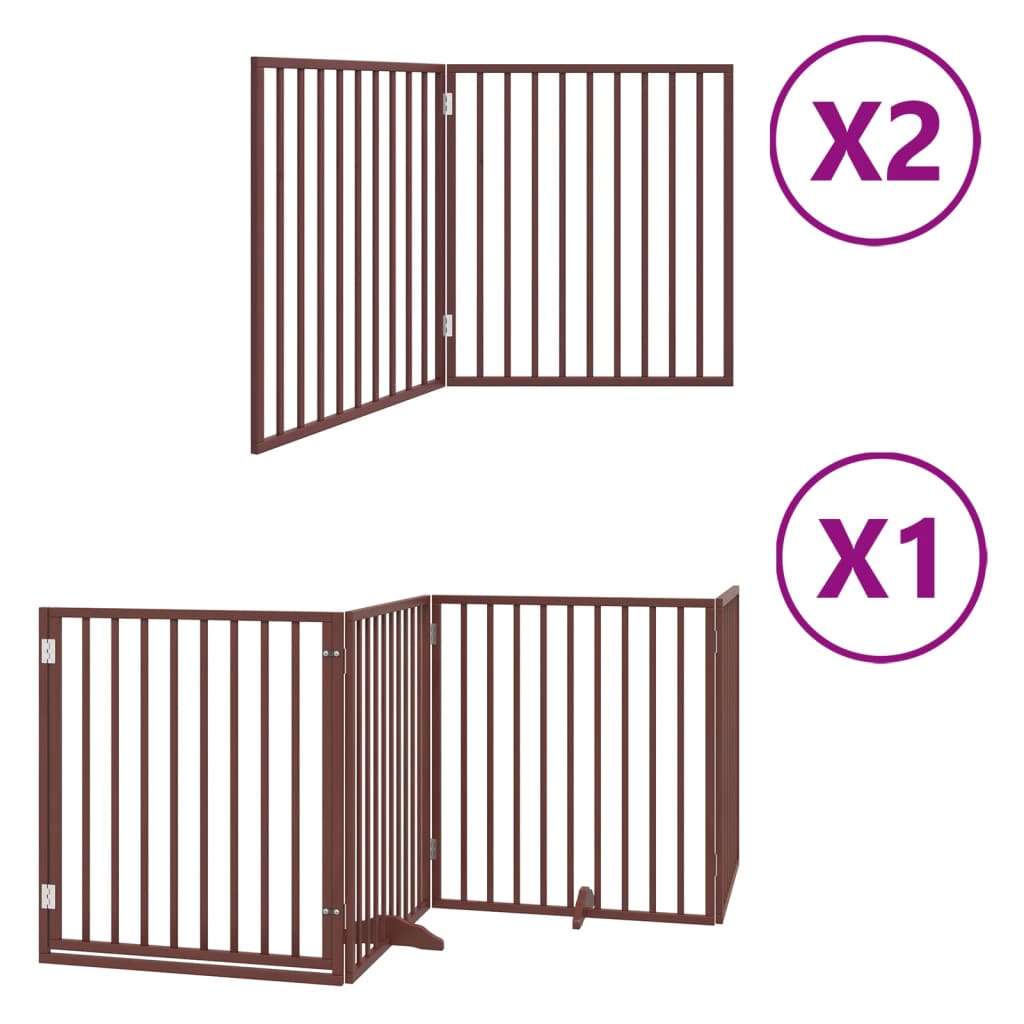 vidaXL Puerta de perros plegable 8 paneles madera álamo marrón 640 cm