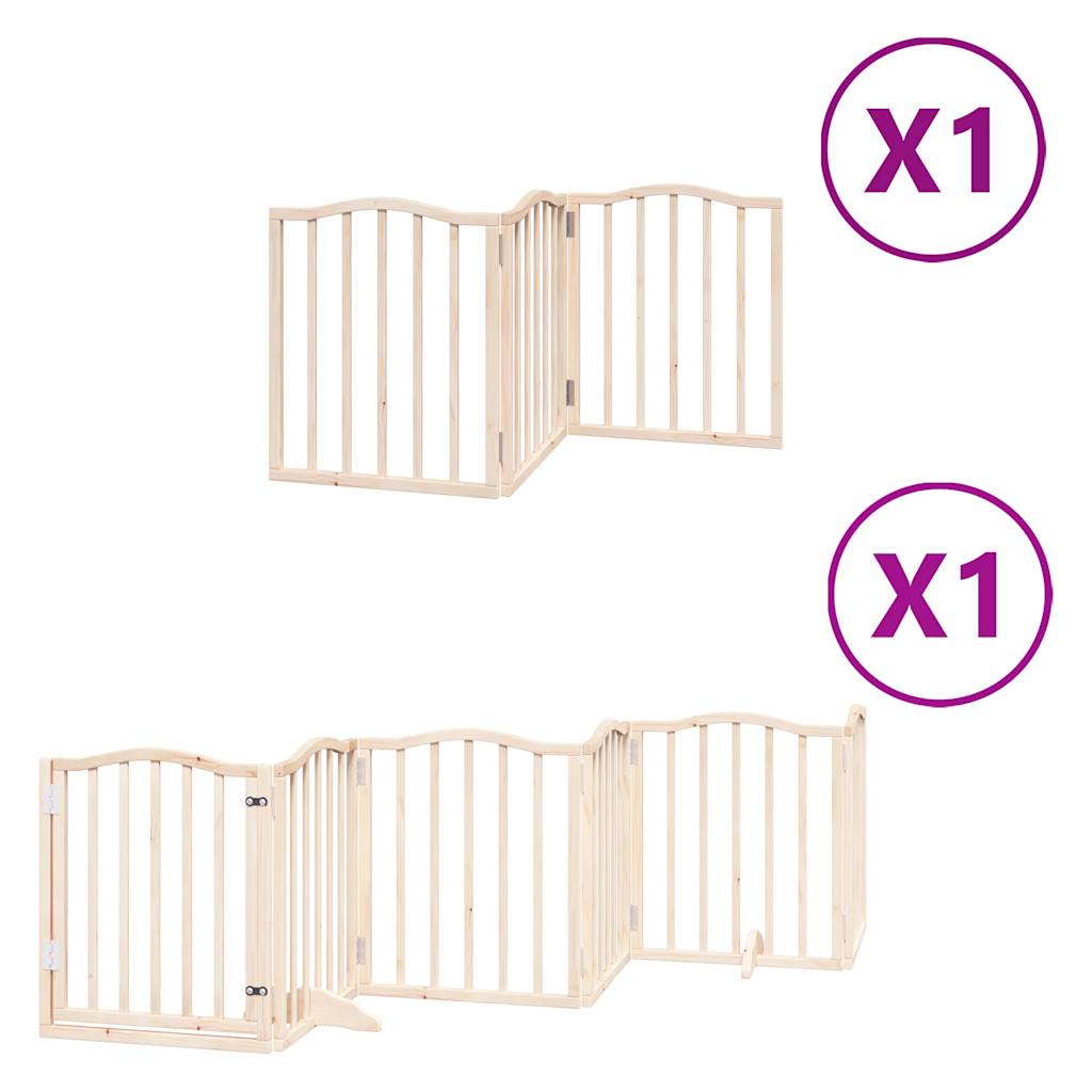 vidaXL Puerta para perros plegable 9 paneles madera de álamo 450 cm