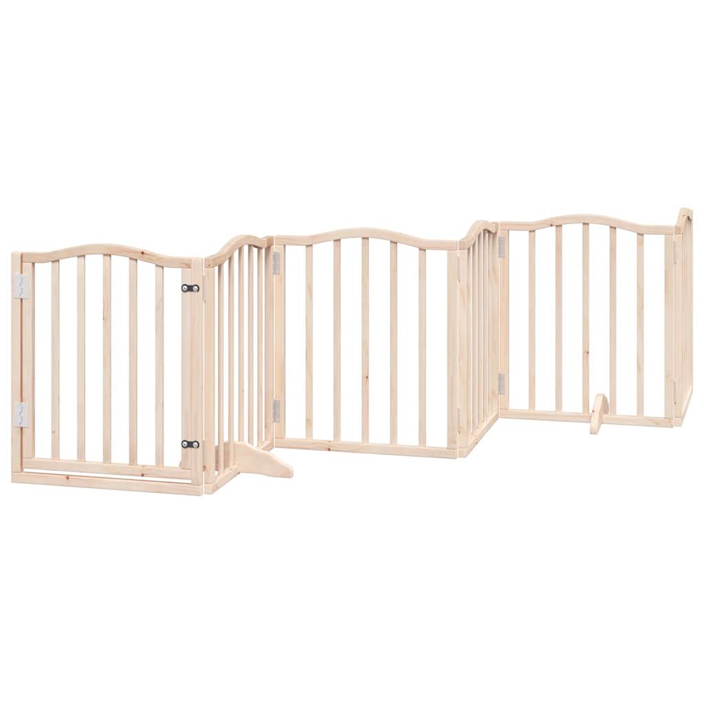 vidaXL Puerta para perros plegable 9 paneles madera de álamo 450 cm