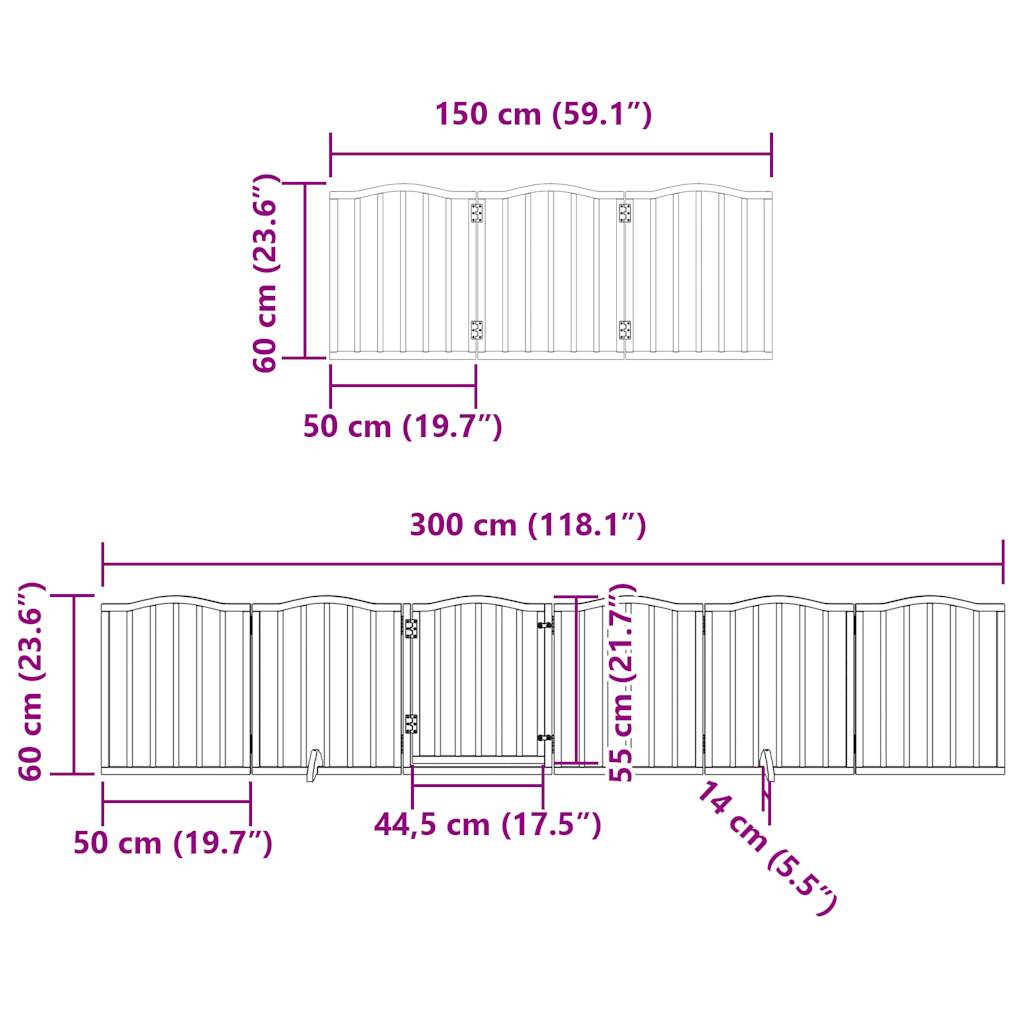 vidaXL Puerta para perros plegable 9 paneles madera de álamo 450 cm