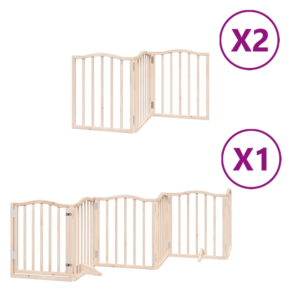 vidaXL Puerta para perros plegable 12 paneles madera de álamo 600 cm