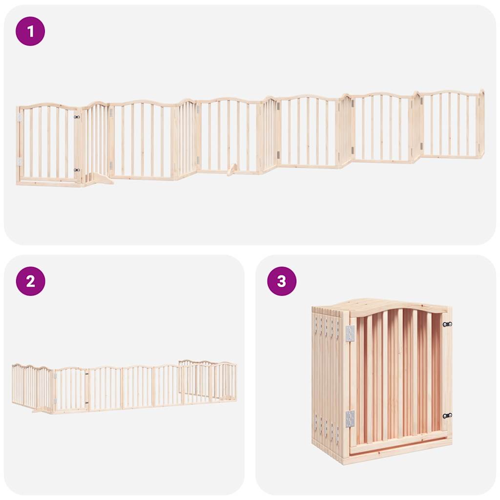 vidaXL Puerta para perros plegable 12 paneles madera de álamo 600 cm