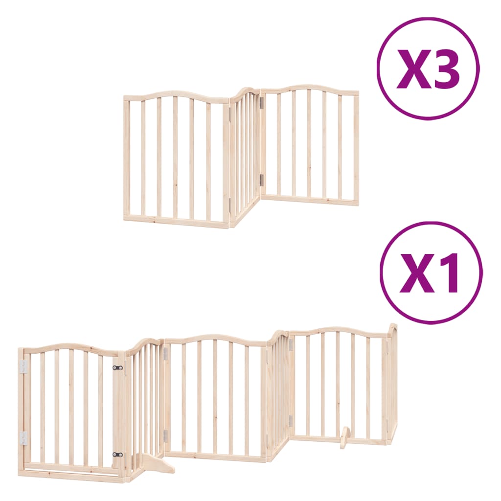 vidaXL Puerta para perros plegable 15 paneles madera de álamo 750 cm