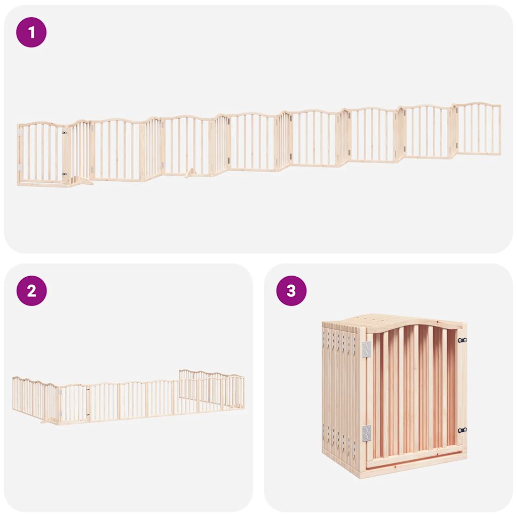 vidaXL Puerta para perros plegable 15 paneles madera de álamo 750 cm