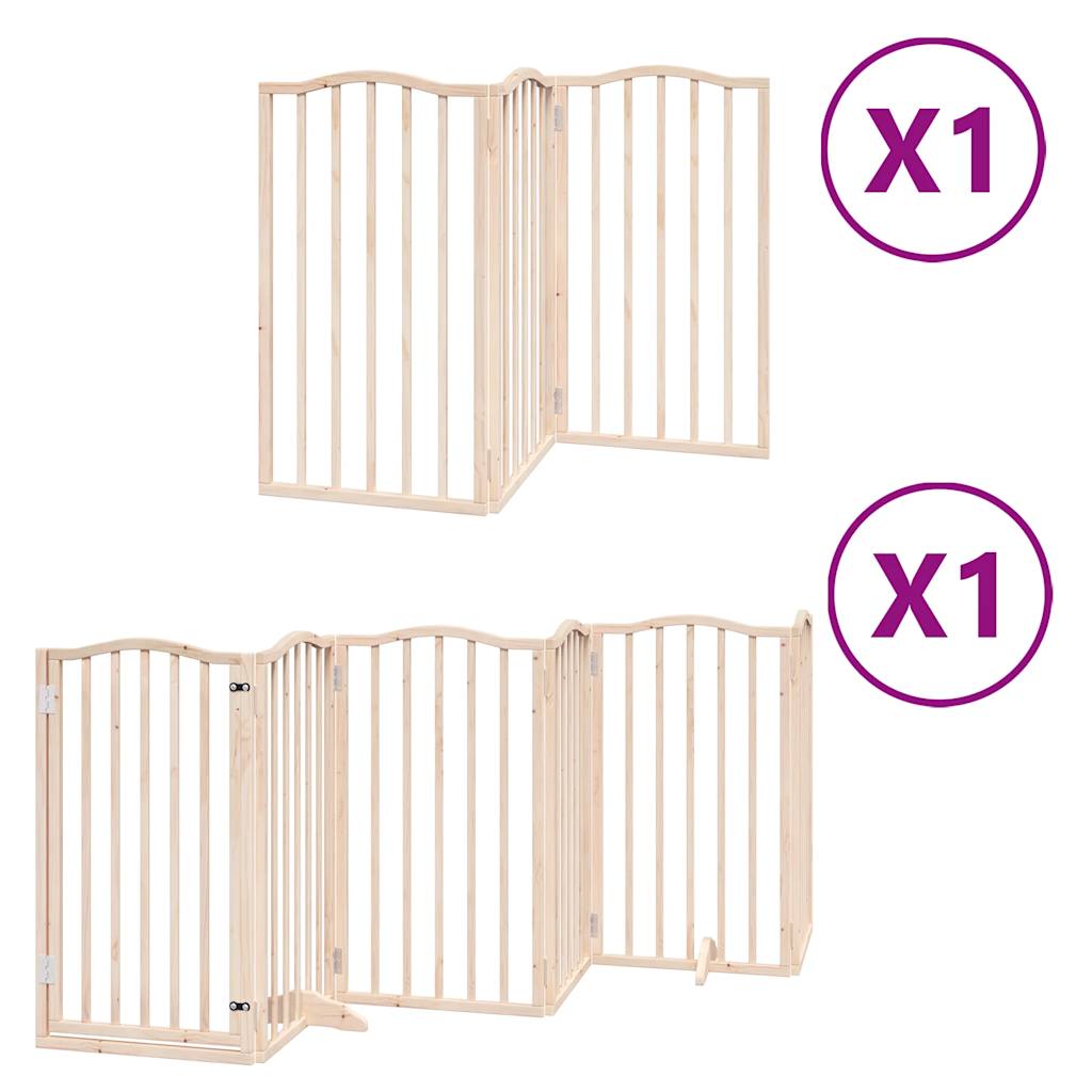 vidaXL Puerta para perros plegable 9 paneles madera de álamo 450 cm