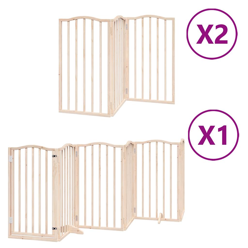 vidaXL Puerta para perros plegable 12 paneles madera de álamo 600 cm