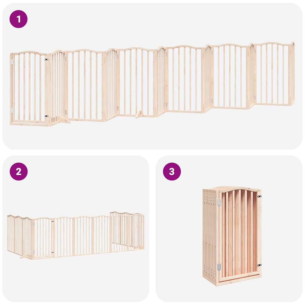 vidaXL Puerta para perros plegable 12 paneles madera de álamo 600 cm