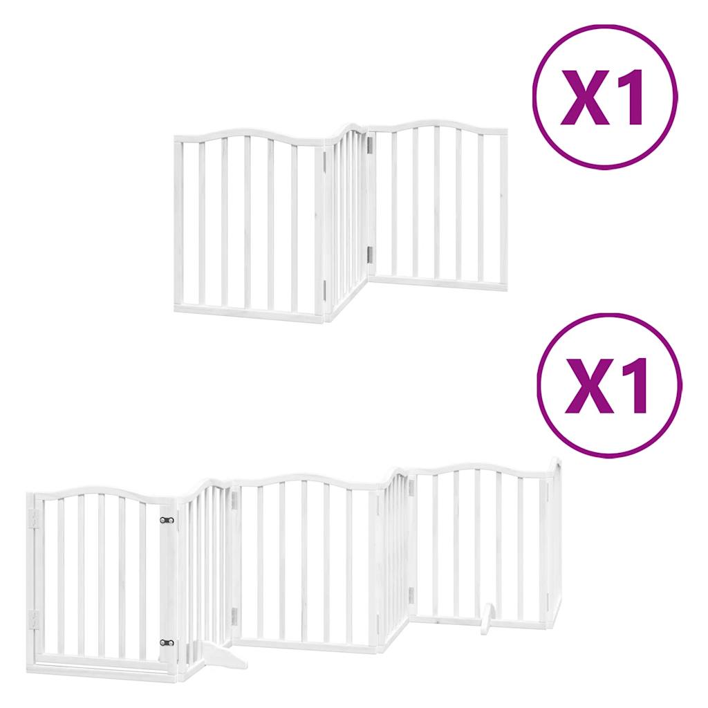 vidaXL Puerta para perros plegable 9 paneles madera álamo blanca 450cm