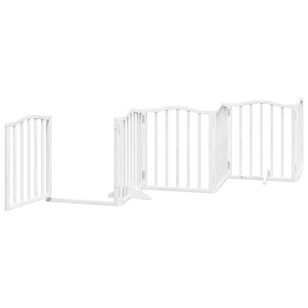 vidaXL Puerta para perros plegable 9 paneles madera álamo blanca 450cm