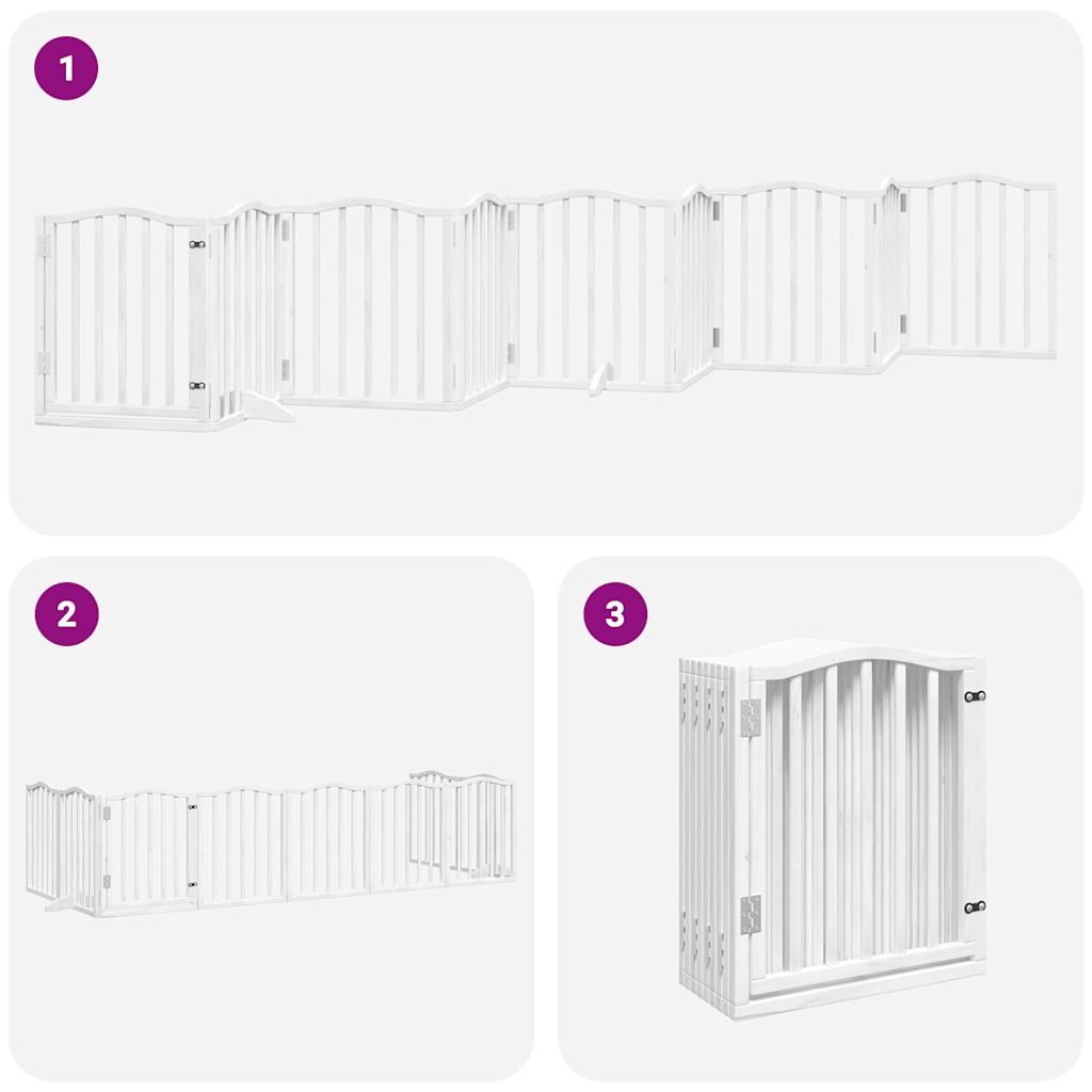 vidaXL Puerta para perros plegable 9 paneles madera álamo blanca 450cm