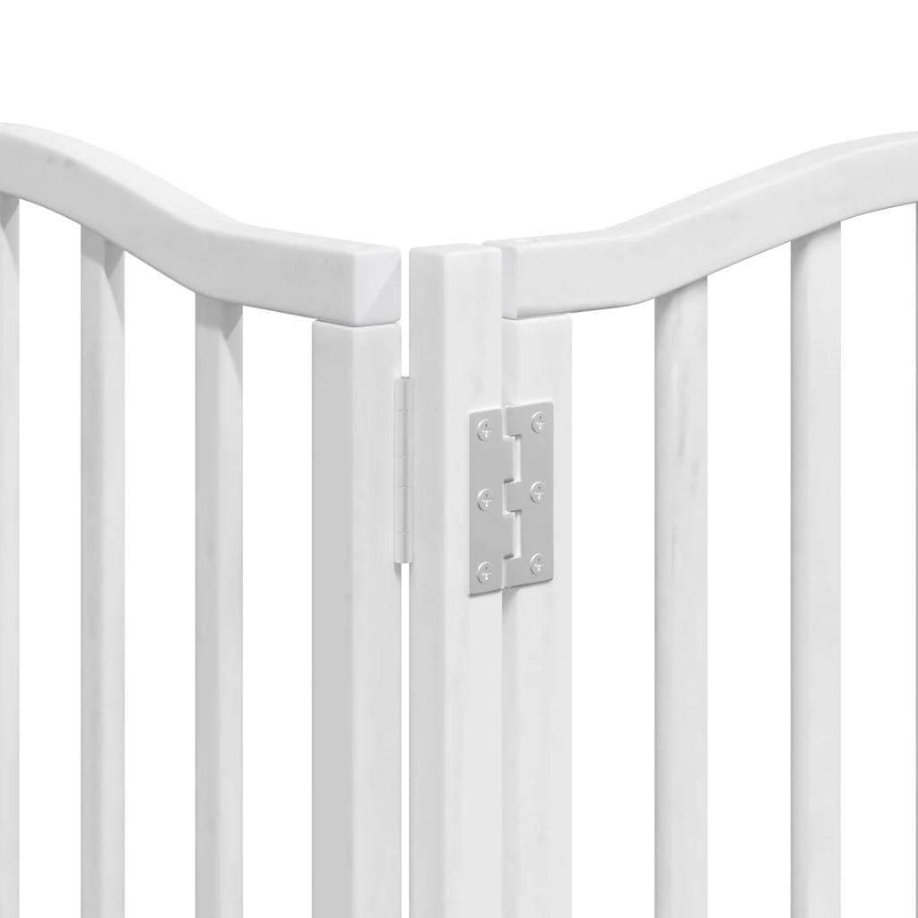 vidaXL Puerta para perros plegable 9 paneles madera álamo blanca 450cm