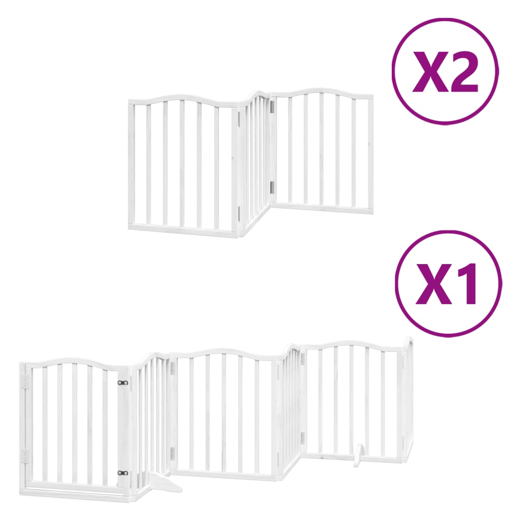 vidaXL Puerta de perros plegable 12 paneles madera álamo blanca 600 cm