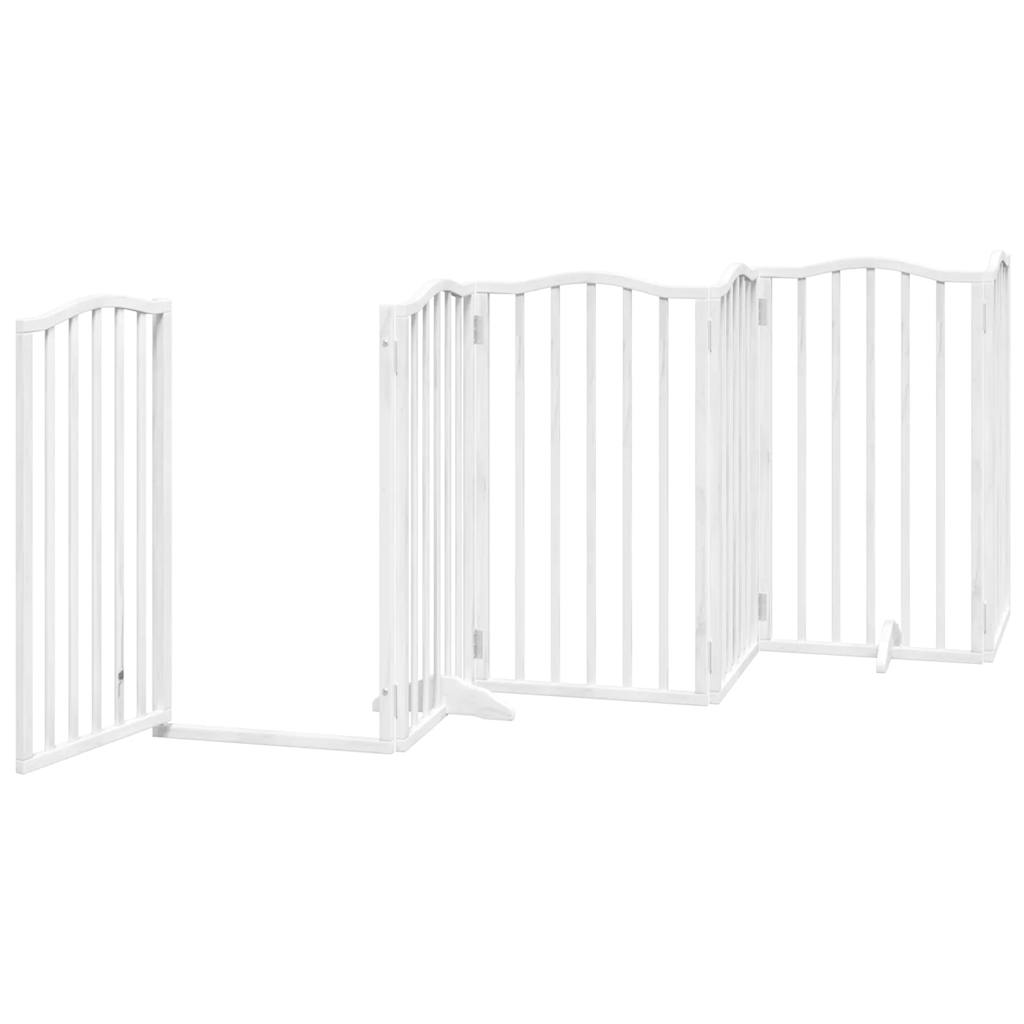 vidaXL Puerta para perros plegable 9 paneles madera álamo blanca 450cm