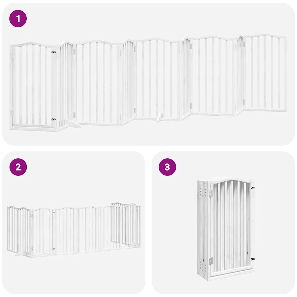 vidaXL Puerta para perros plegable 9 paneles madera álamo blanca 450cm