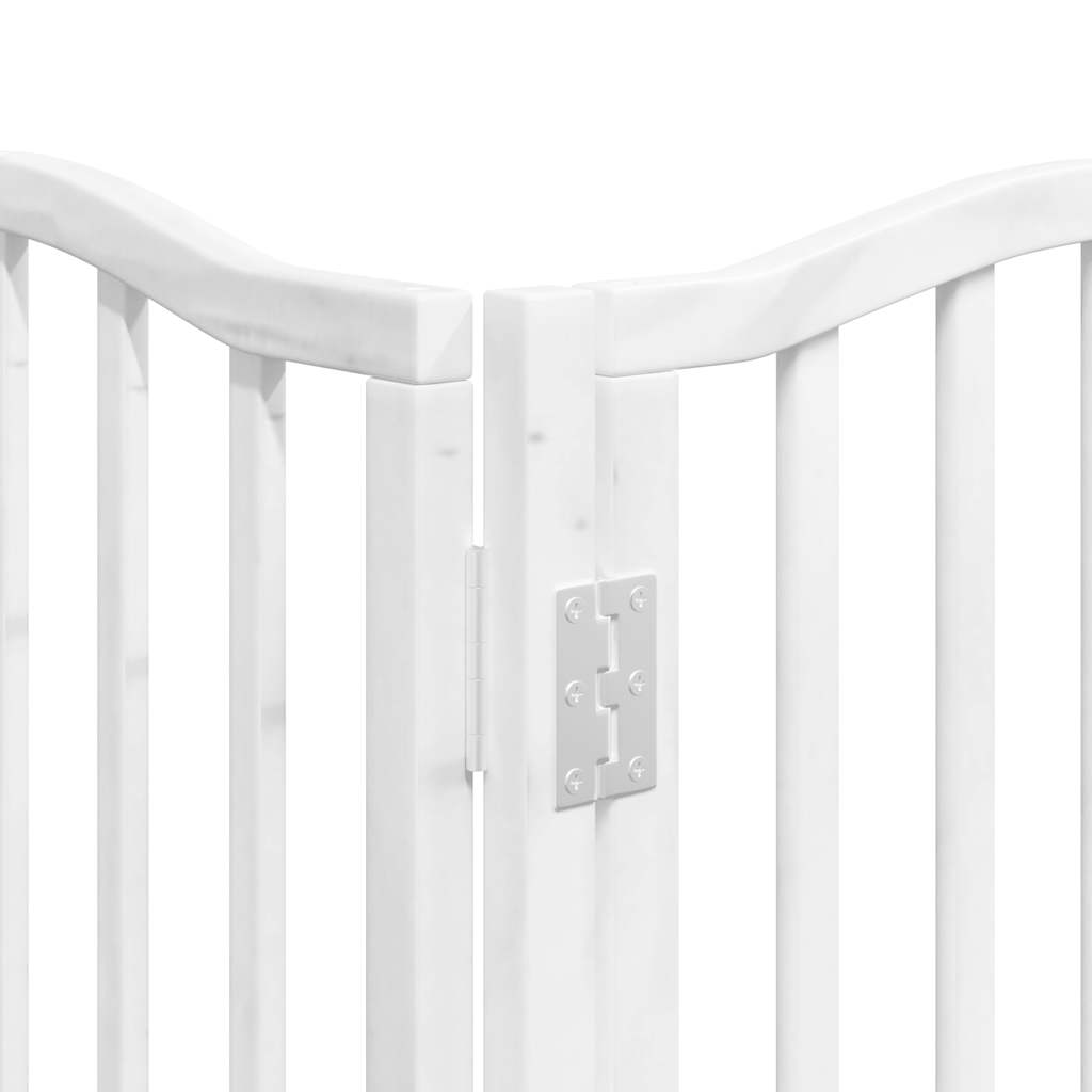 vidaXL Puerta para perros plegable 9 paneles madera álamo blanca 450cm