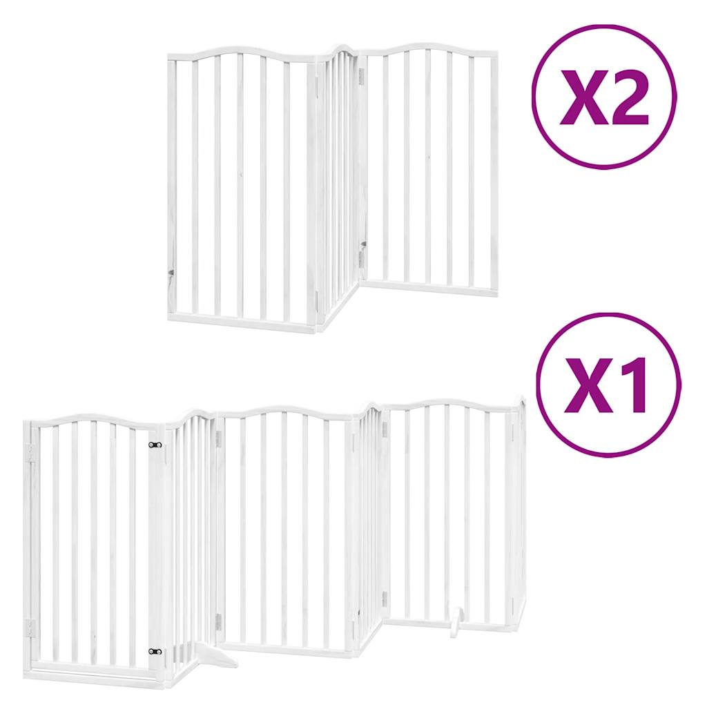 vidaXL Puerta de perros plegable 12 paneles madera álamo blanca 600 cm