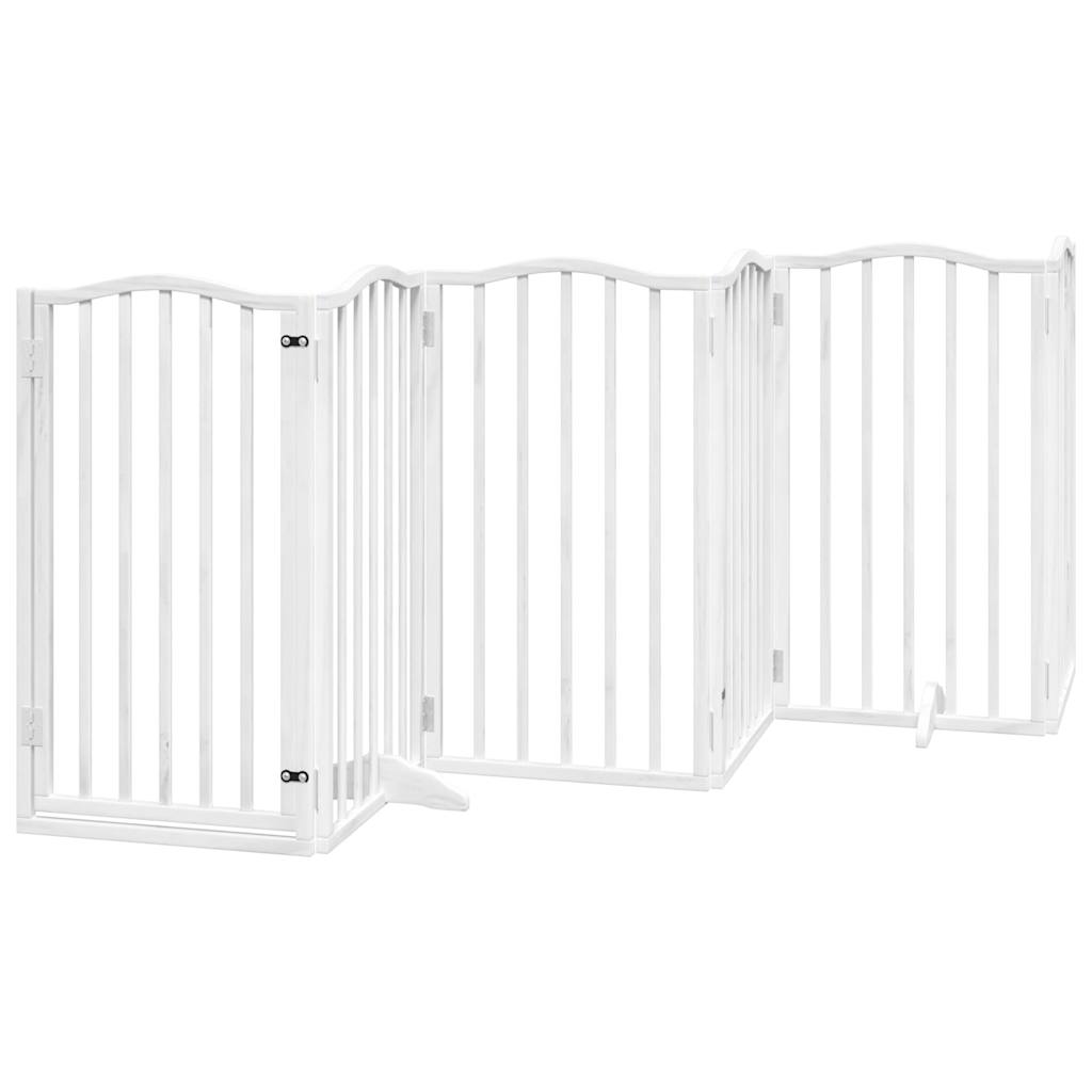 vidaXL Puerta de perros plegable 12 paneles madera álamo blanca 600 cm