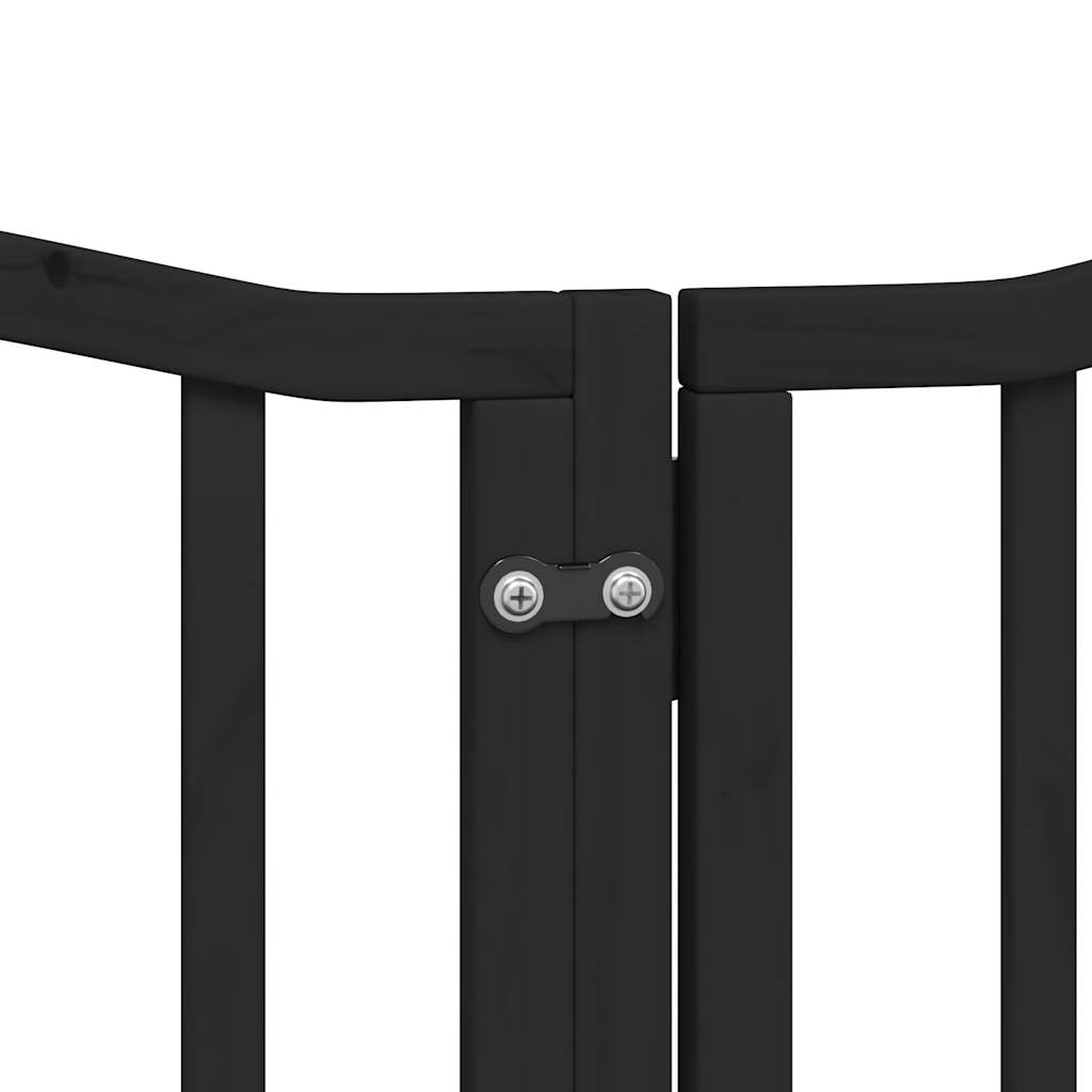 vidaXL Puerta para perros plegable 9 paneles madera álamo negra 450 cm