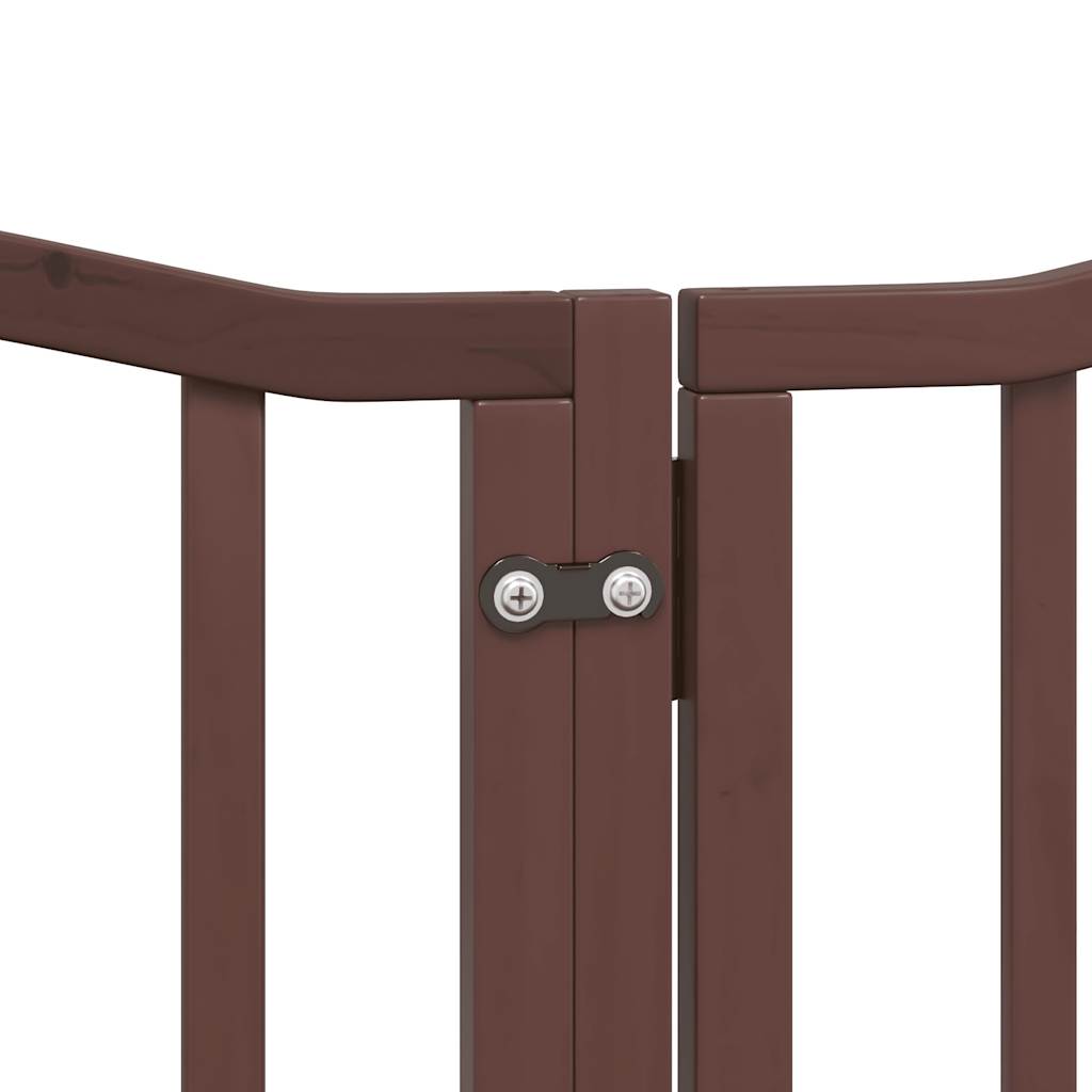 vidaXL Puerta de perros plegable 9 paneles madera álamo marrón 450 cm