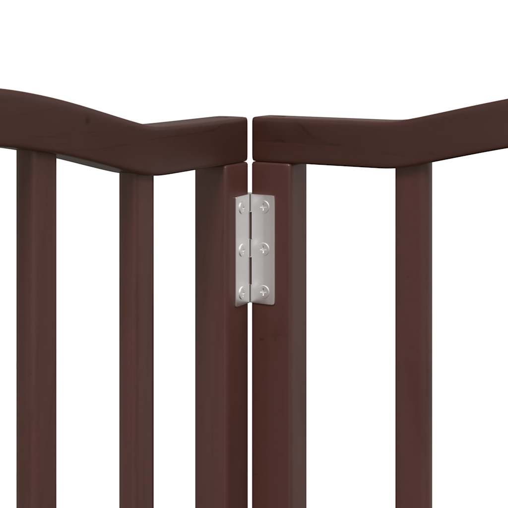 vidaXL Puerta de perros plegable 9 paneles madera álamo marrón 450 cm