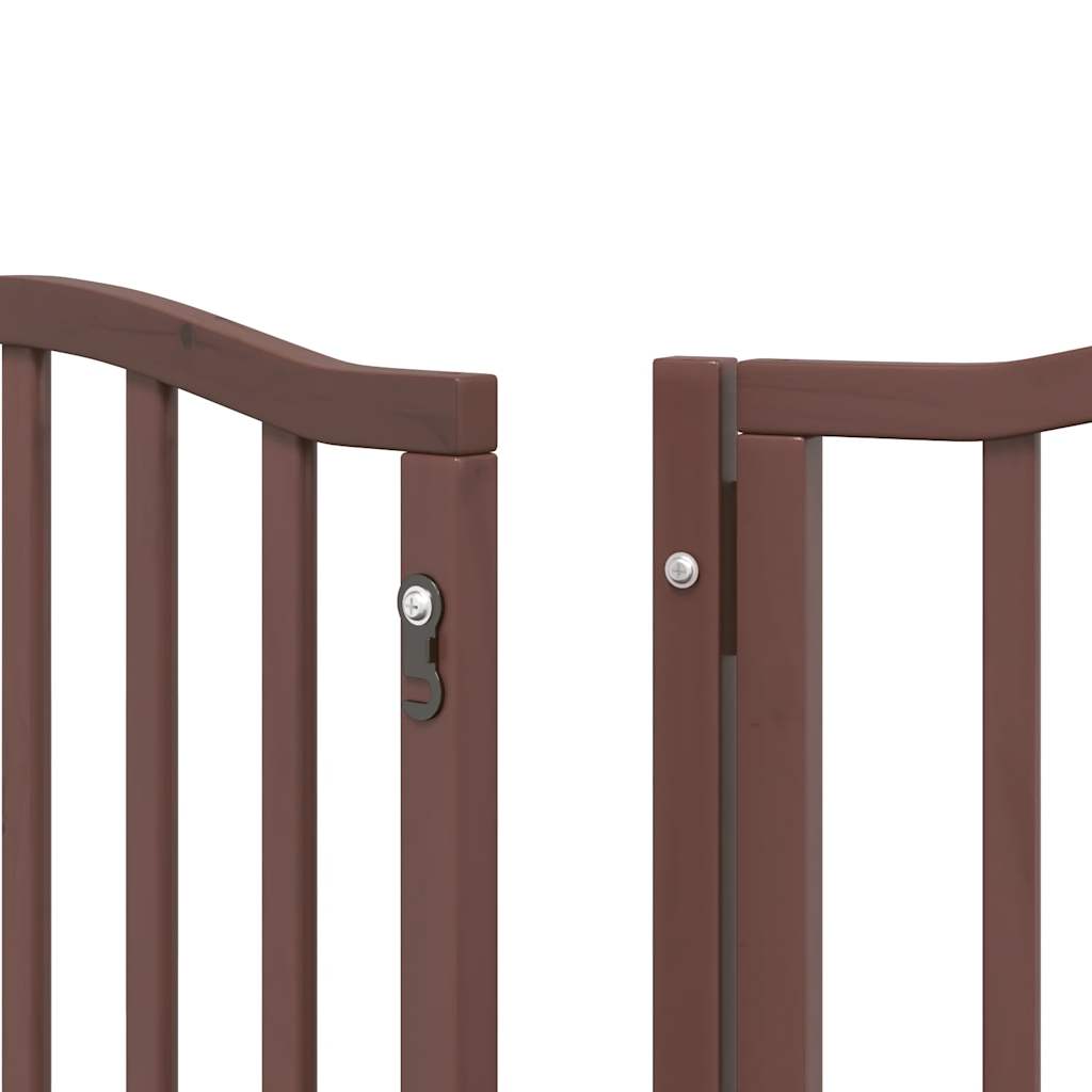 vidaXL Puerta de perros plegable 9 paneles madera álamo marrón 450 cm