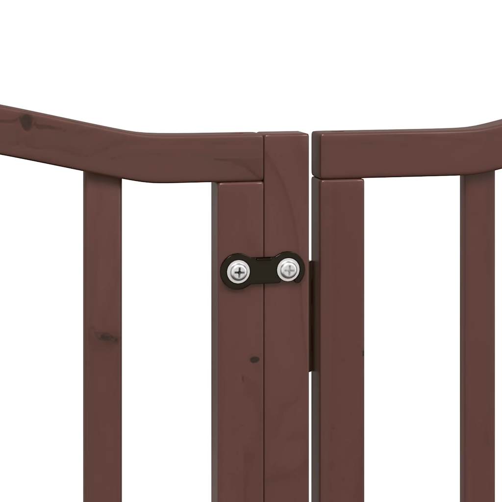 vidaXL Puerta de perros plegable 9 paneles madera álamo marrón 450 cm