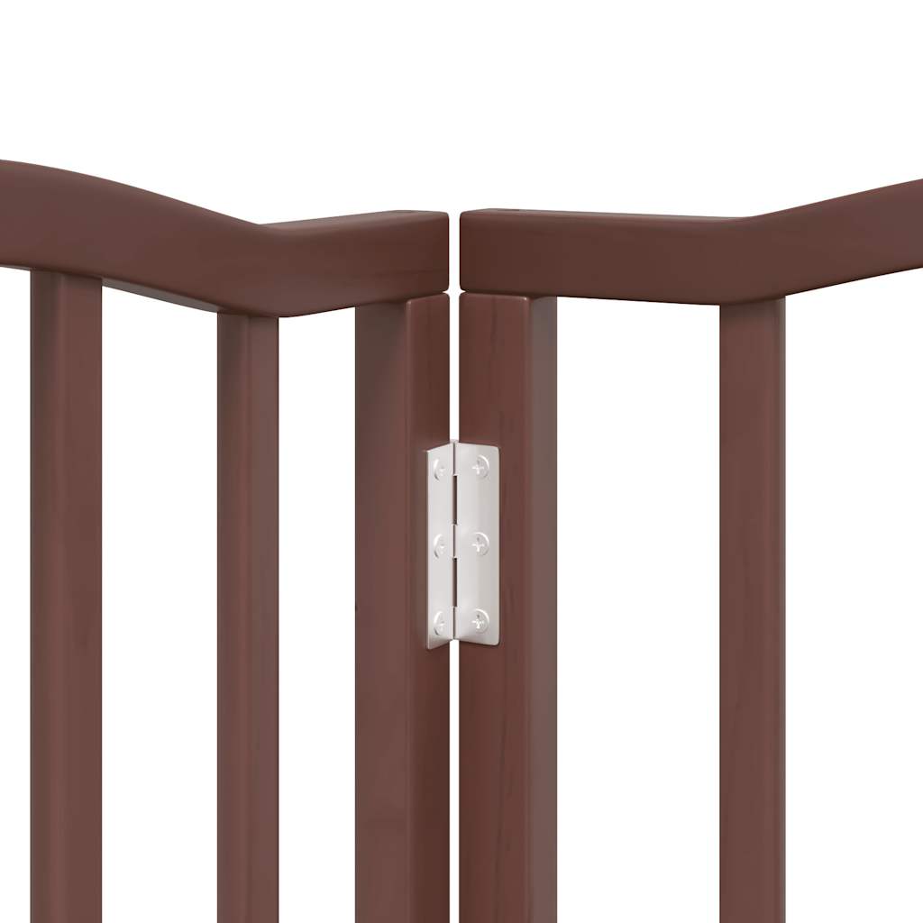 vidaXL Puerta de perros plegable 9 paneles madera álamo marrón 450 cm