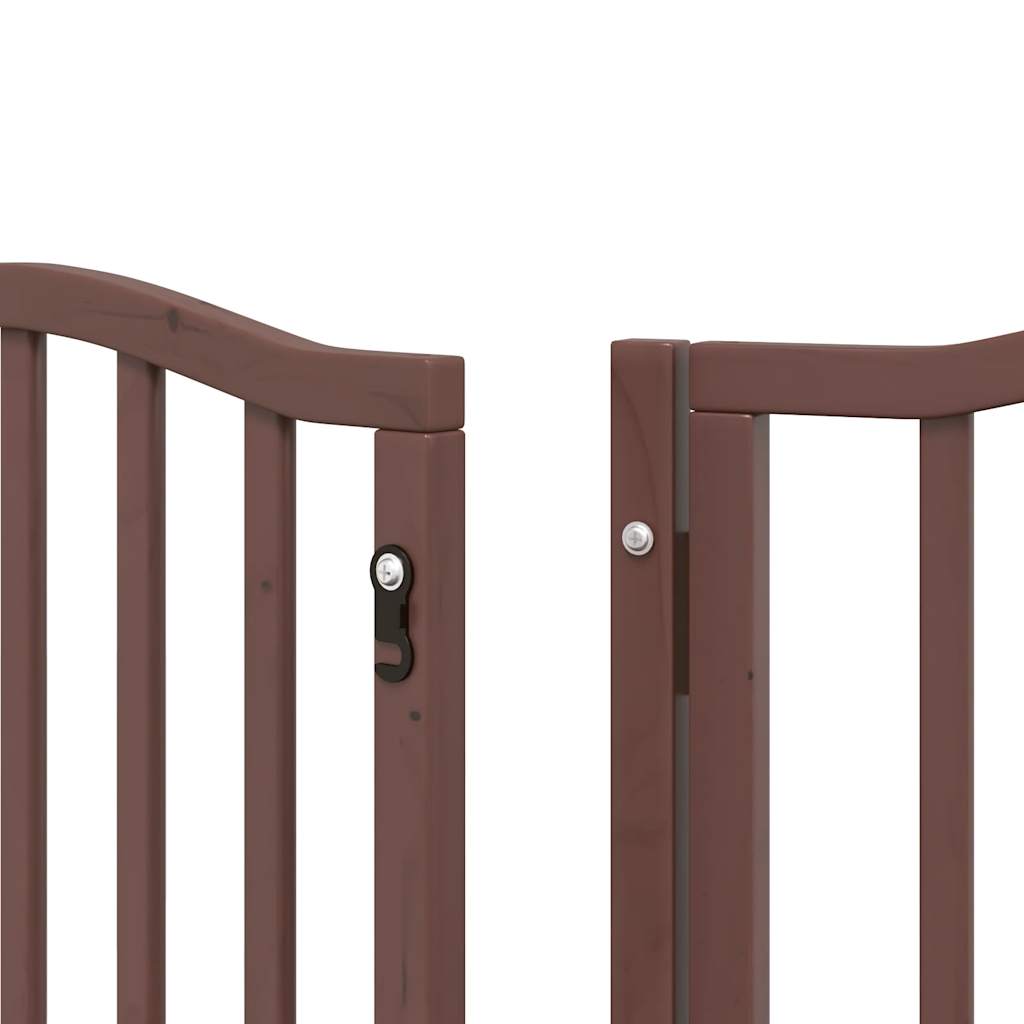 vidaXL Puerta de perros plegable 9 paneles madera álamo marrón 450 cm