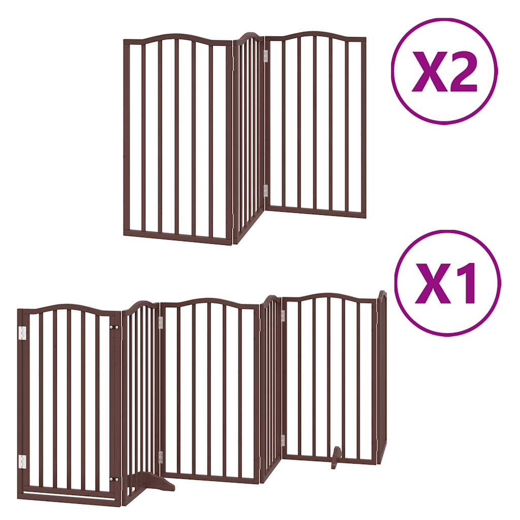 vidaXL Puerta de perros plegable 12 paneles madera álamo marrón 600 cm