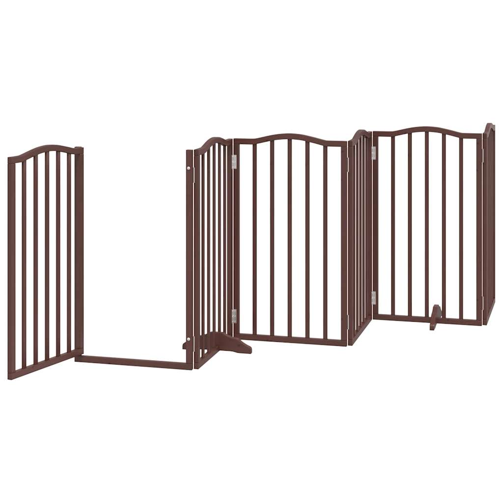 vidaXL Puerta de perros plegable 12 paneles madera álamo marrón 600 cm