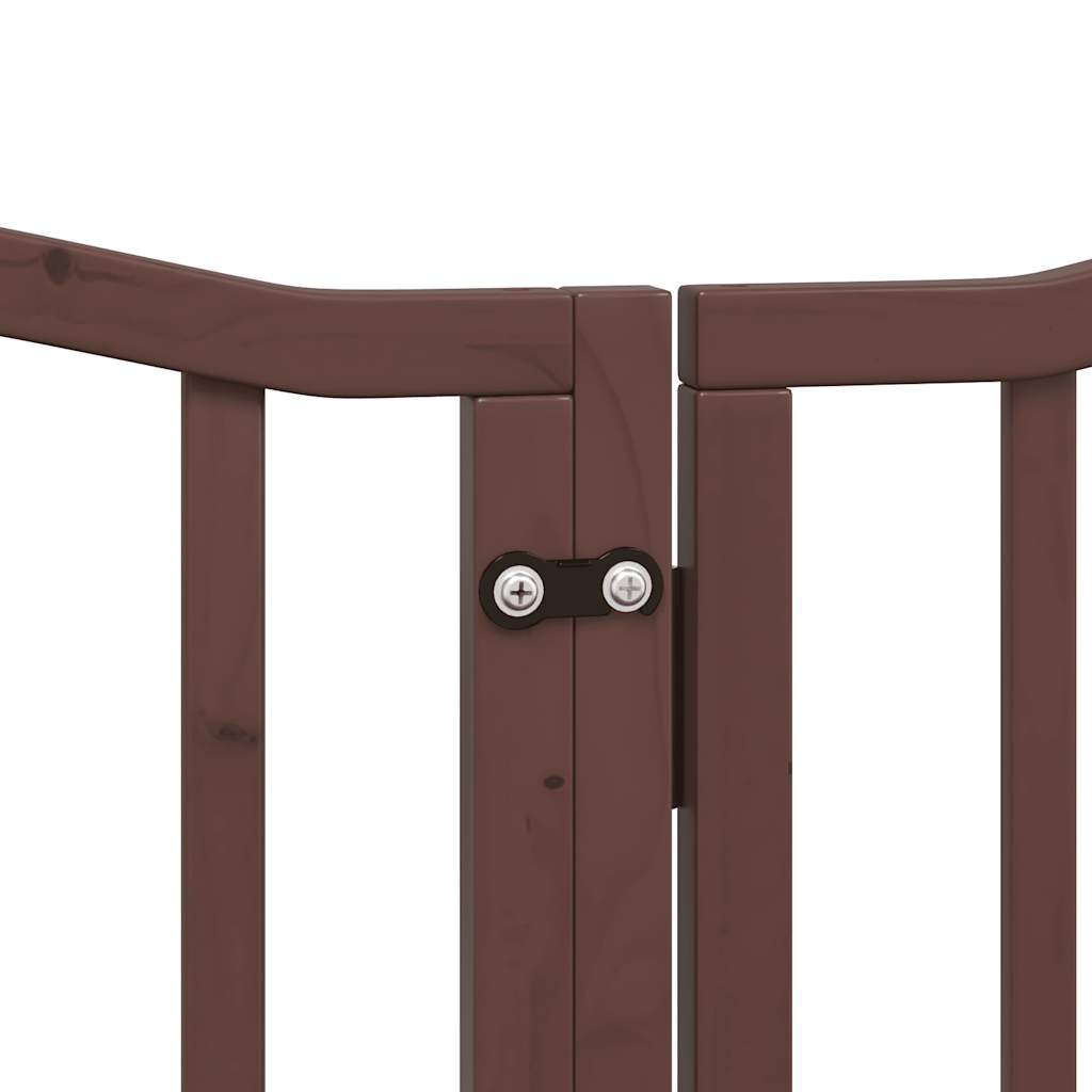 vidaXL Puerta de perros plegable 12 paneles madera álamo marrón 600 cm