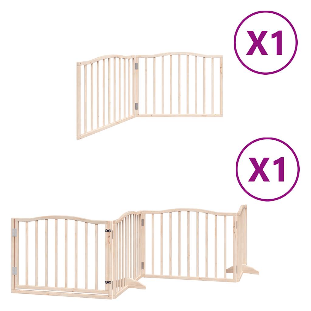 vidaXL Puerta para perros plegable 6 paneles madera de álamo 480 cm