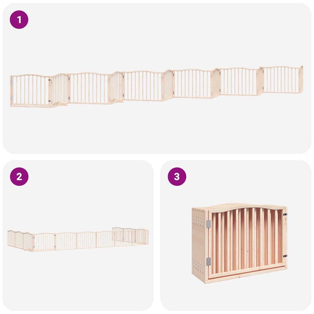 vidaXL Puerta para perros plegable 12 paneles madera de álamo 960 cm