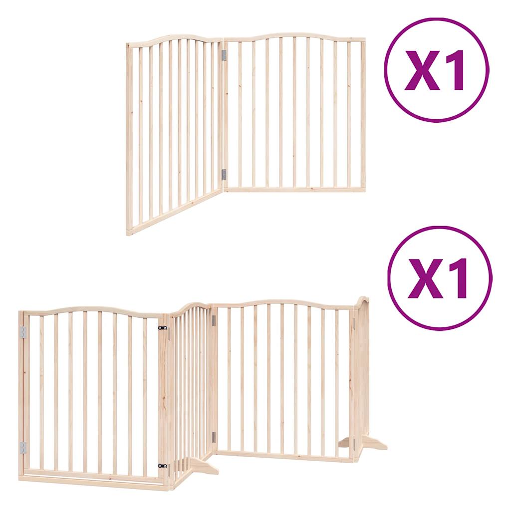 vidaXL Puerta para perros plegable 6 paneles madera de álamo 480 cm