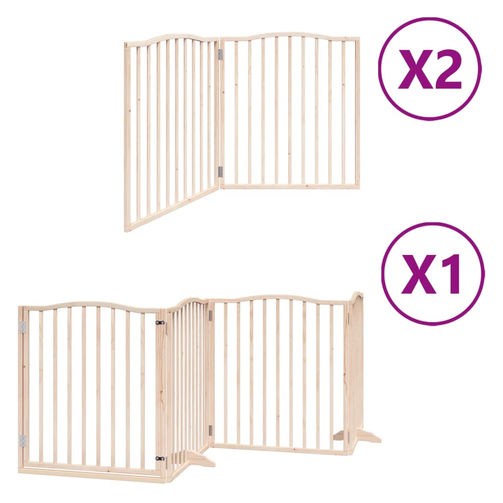 vidaXL Puerta para perros plegable 8 paneles madera de álamo 640 cm