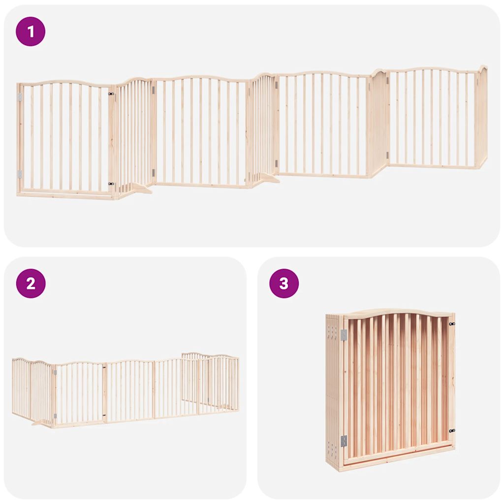 vidaXL Puerta para perros plegable 8 paneles madera de álamo 640 cm