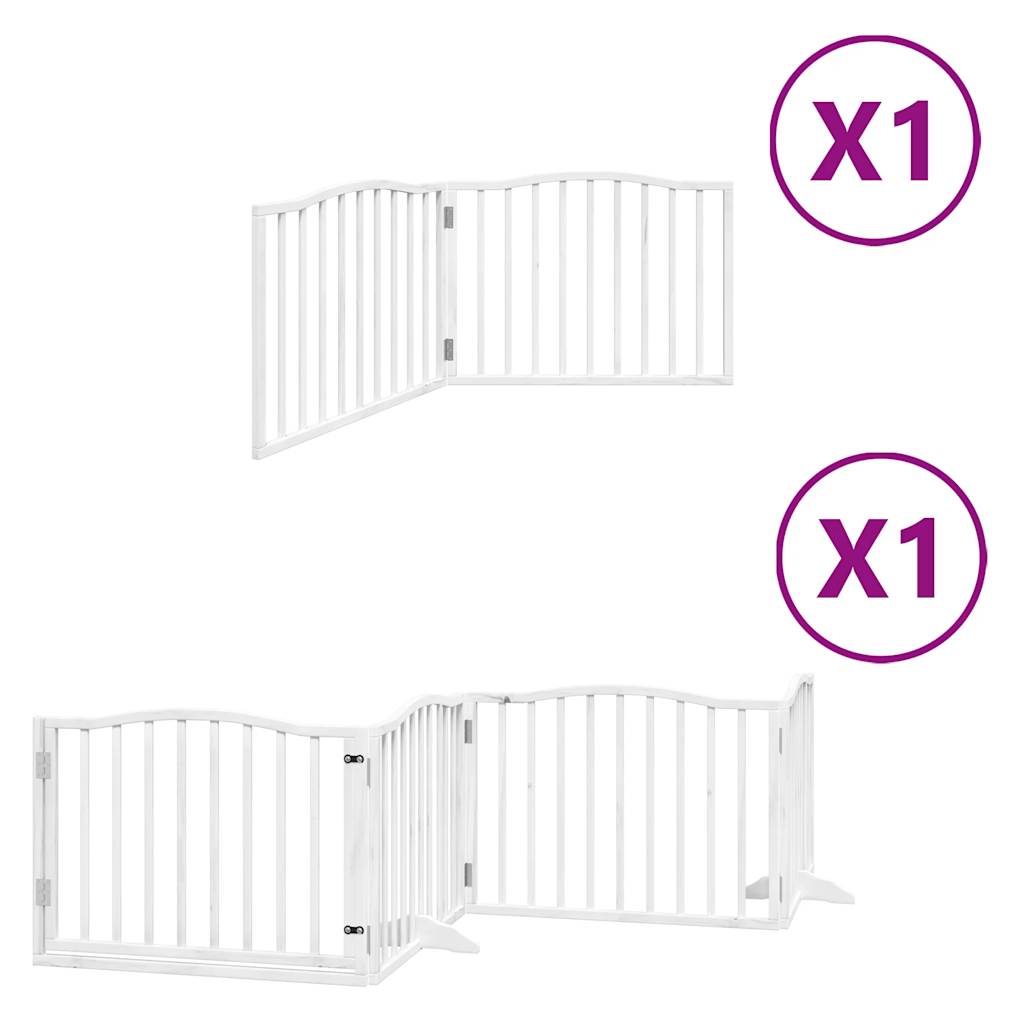 vidaXL Puerta de perros plegable 6 paneles madera álamo blanca 480 cm