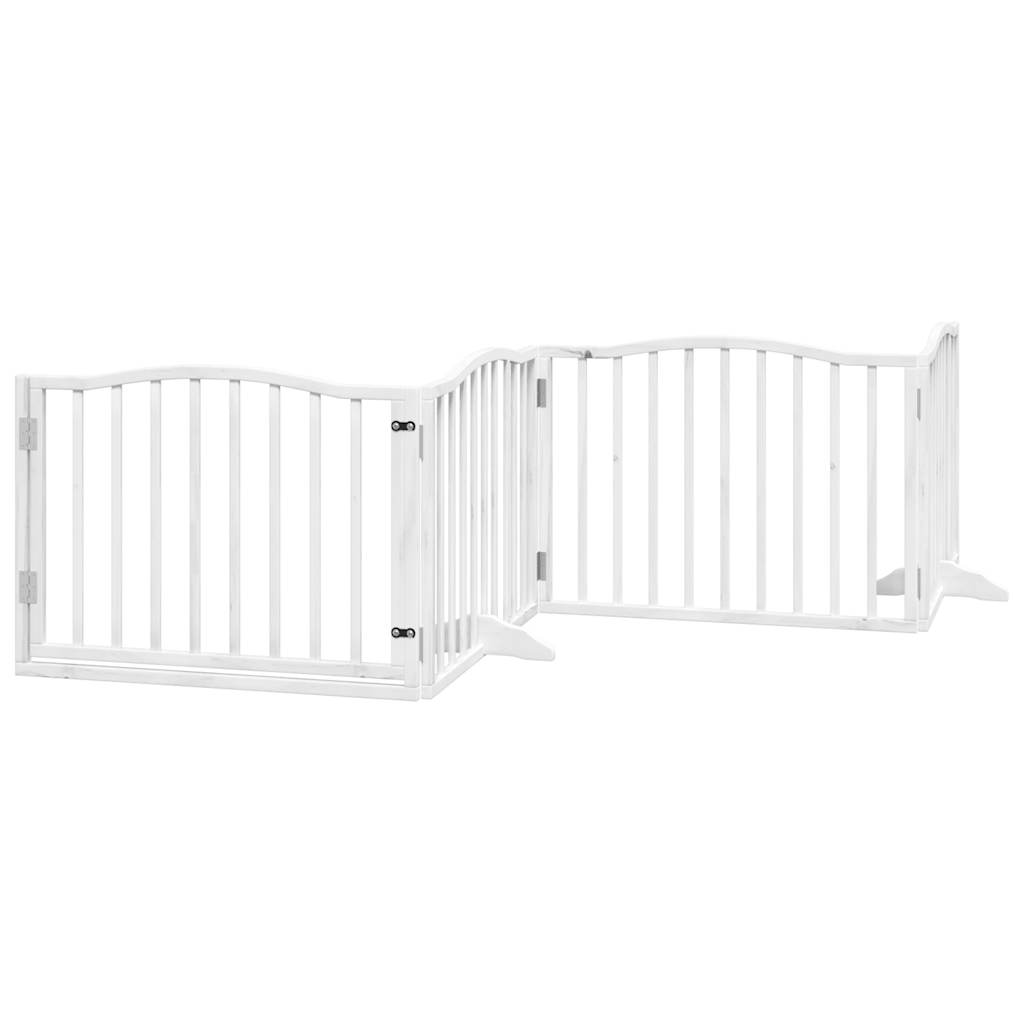 vidaXL Puerta de perros plegable 6 paneles madera álamo blanca 480 cm