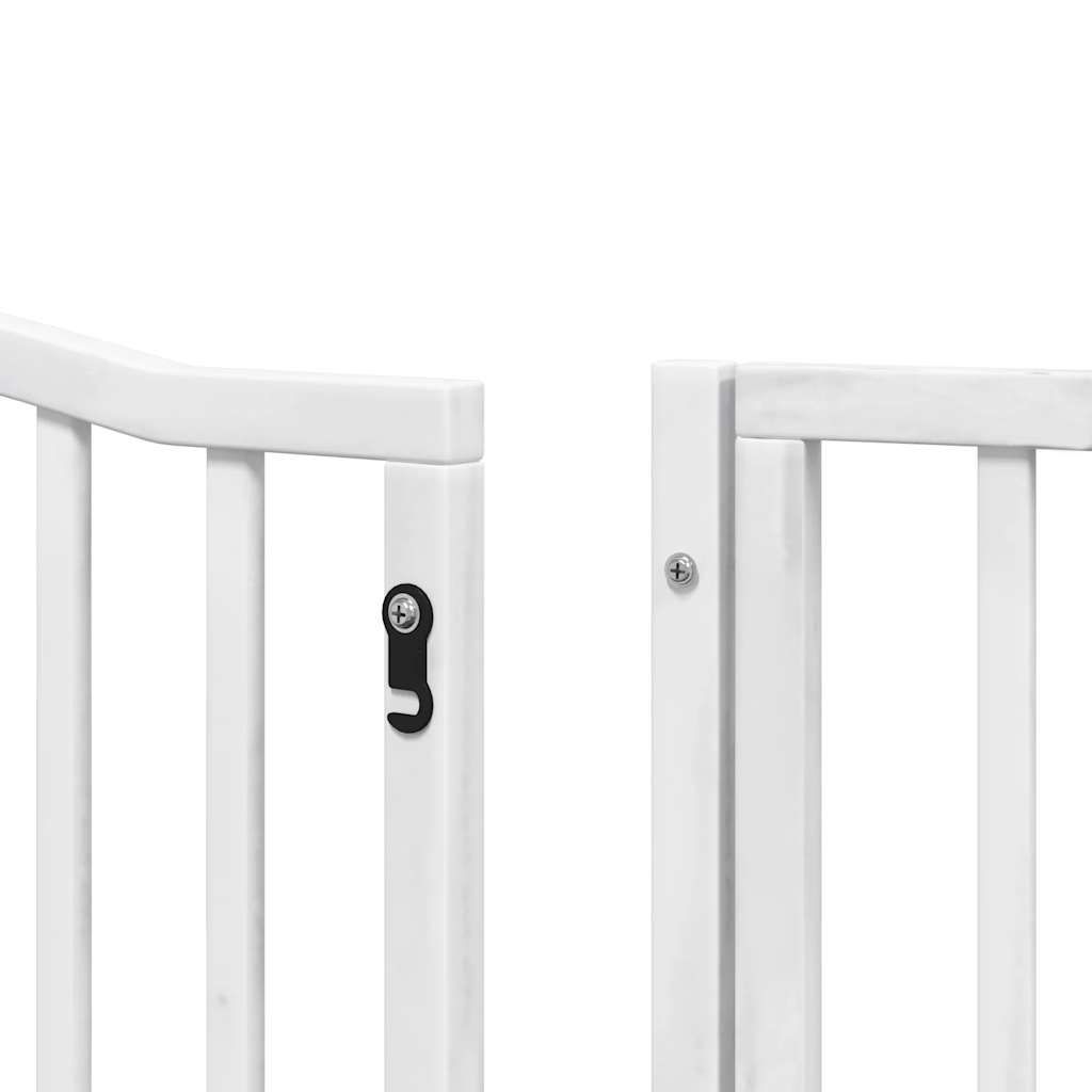 vidaXL Puerta de perros plegable 6 paneles madera álamo blanca 480 cm