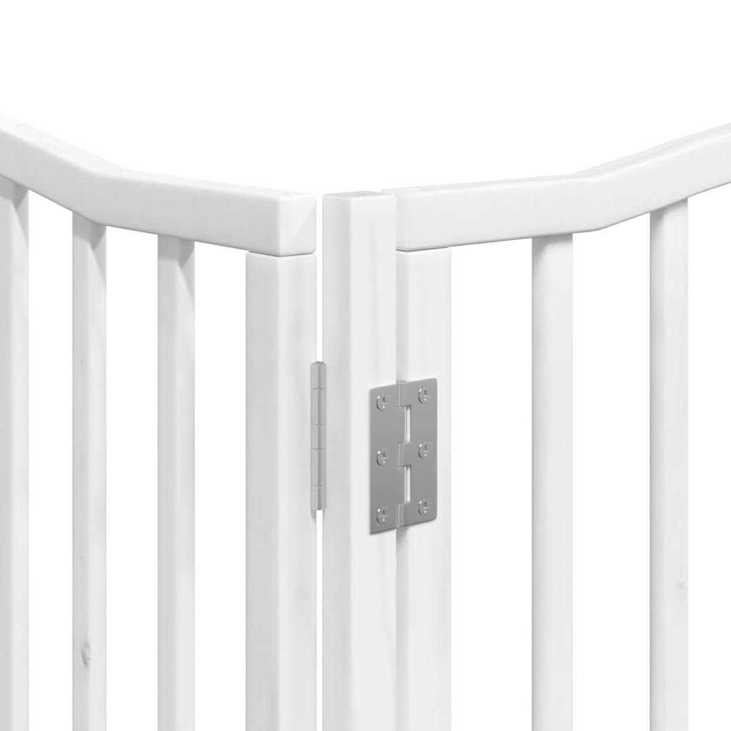 vidaXL Puerta de perros plegable 6 paneles madera álamo blanca 480 cm