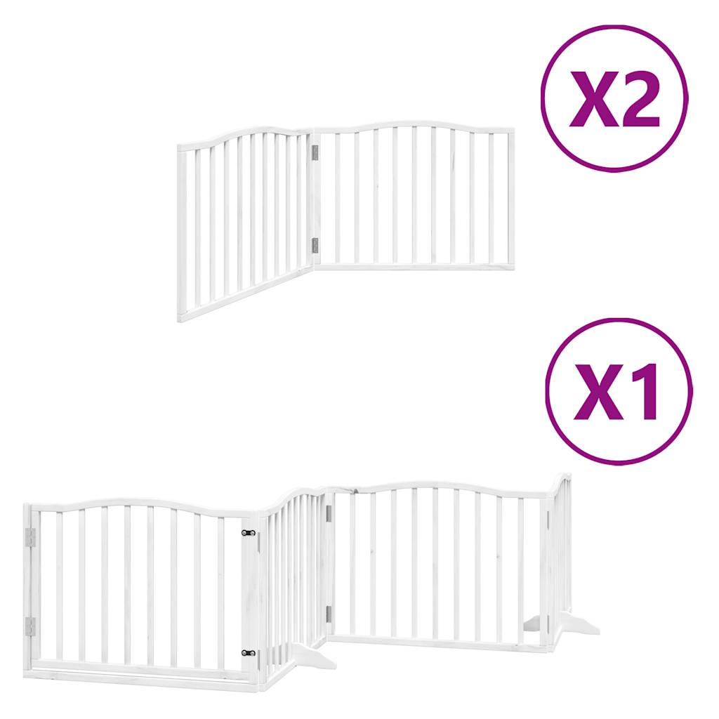 vidaXL Puerta de perros plegable 8 paneles madera álamo blanca 640 cm