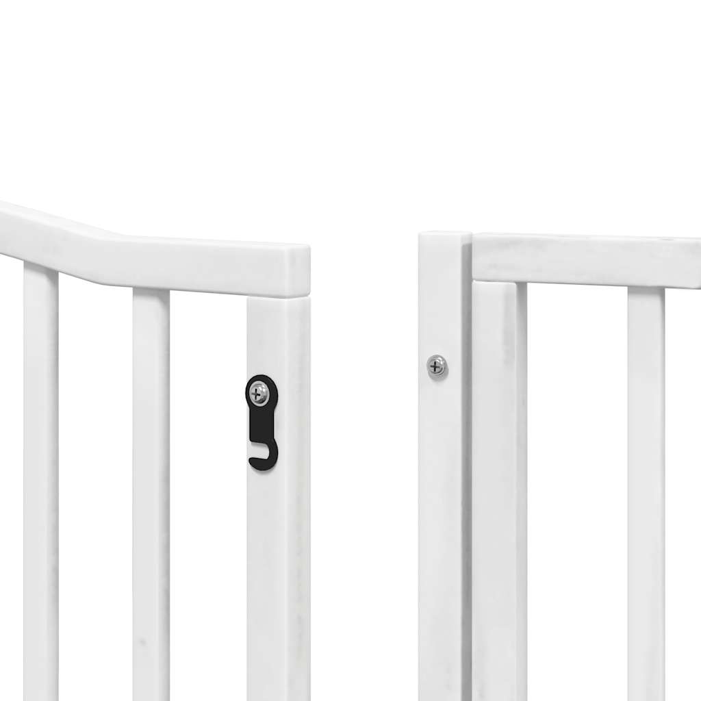 vidaXL Puerta de perros plegable 8 paneles madera álamo blanca 640 cm