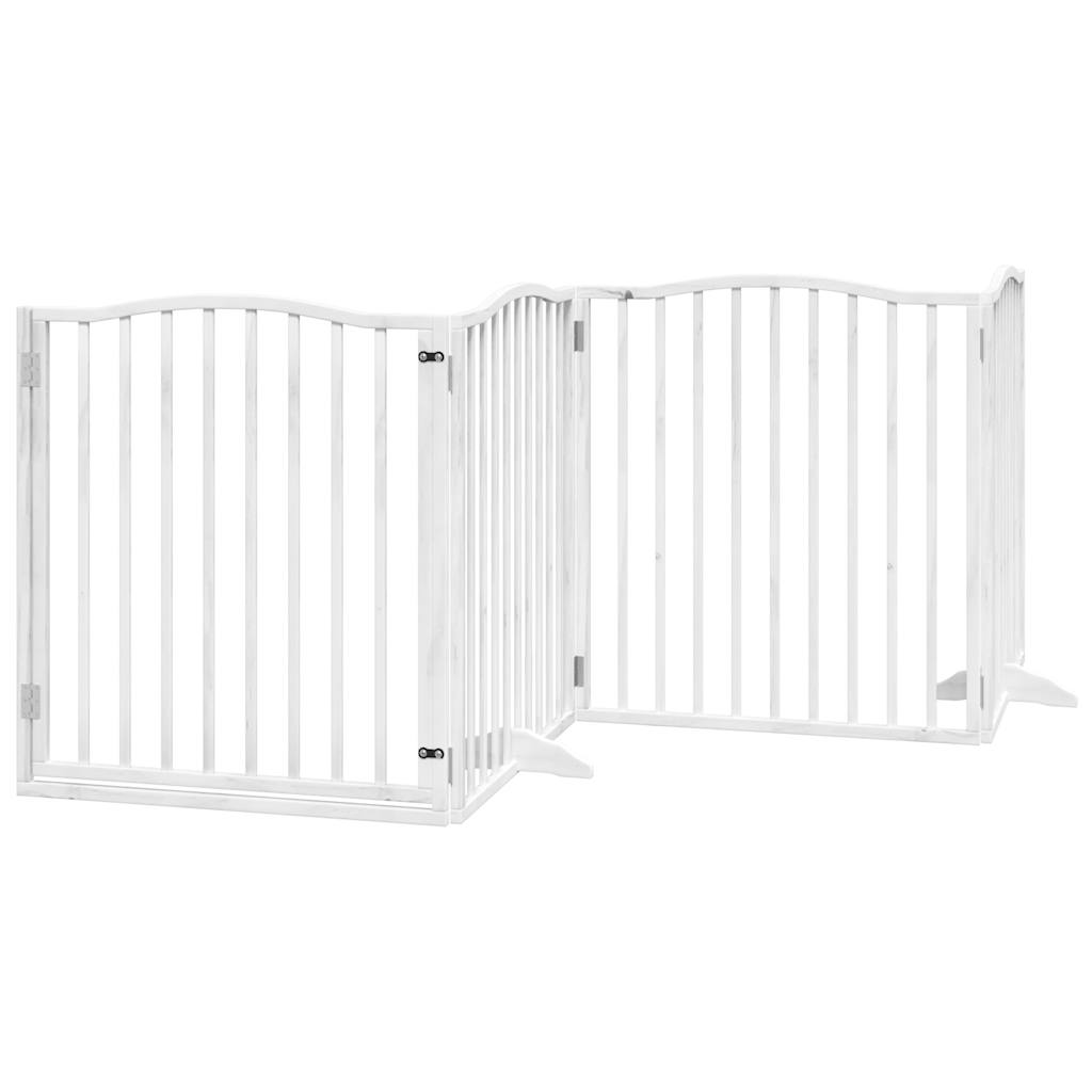 vidaXL Puerta de perros plegable 6 paneles madera álamo blanca 480 cm