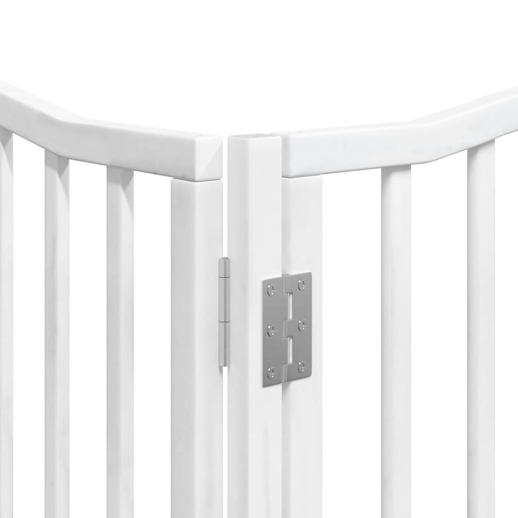 vidaXL Puerta de perros plegable 6 paneles madera álamo blanca 480 cm